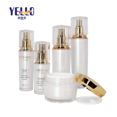 White Luxury Acrylic Lotion Bottle 30ml 50ml 80ml 100ml With Gold Pump