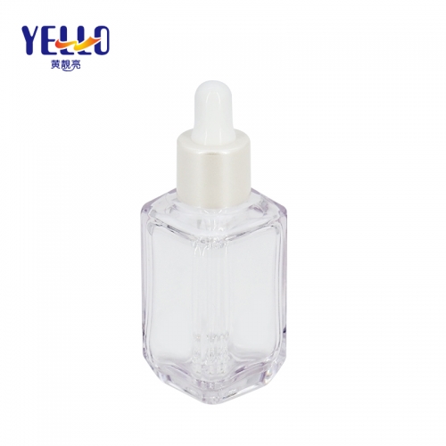 15ml mini Square Serum Bottles with Glass dropper , Transparent Essence Dropper Bottles