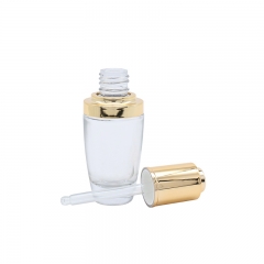 Golden Button Dropper Bottles , 30ml 60ml Glass Essence Oil Bottle with Dropper