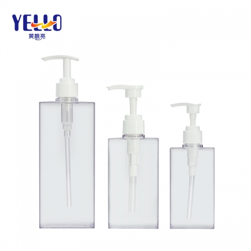 200ml 300ml 500ml Clear Plastic Pump Bottles / Square Shampoo Bottle Wholesale