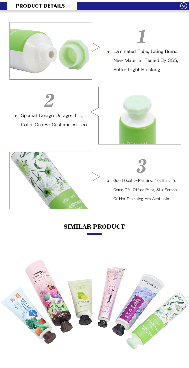 Fall Winter Empty Plastic Hand Cream Tubes , 50g Hand Lotion Tube