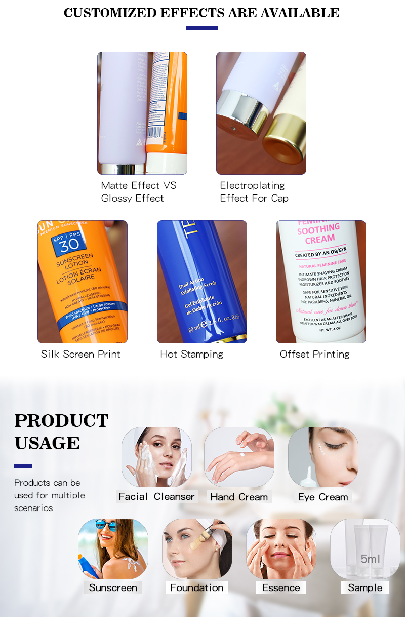Orange Empty Eye Cream Massage Tubes / Mini Cosmetic Cream PE Tube