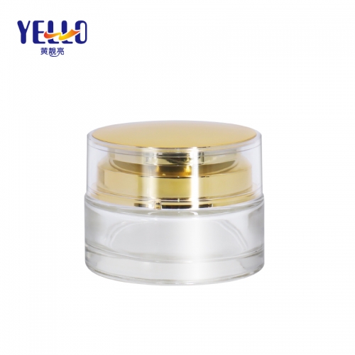 50g Face Cream Cosmetic Containers / Luxury Glass Cosmetic Jars For Cream