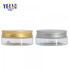 50g 250g Plastic Aluminum Cap Cosmetic Jars / Clear Black Cosmetic Scrub Cream Jars