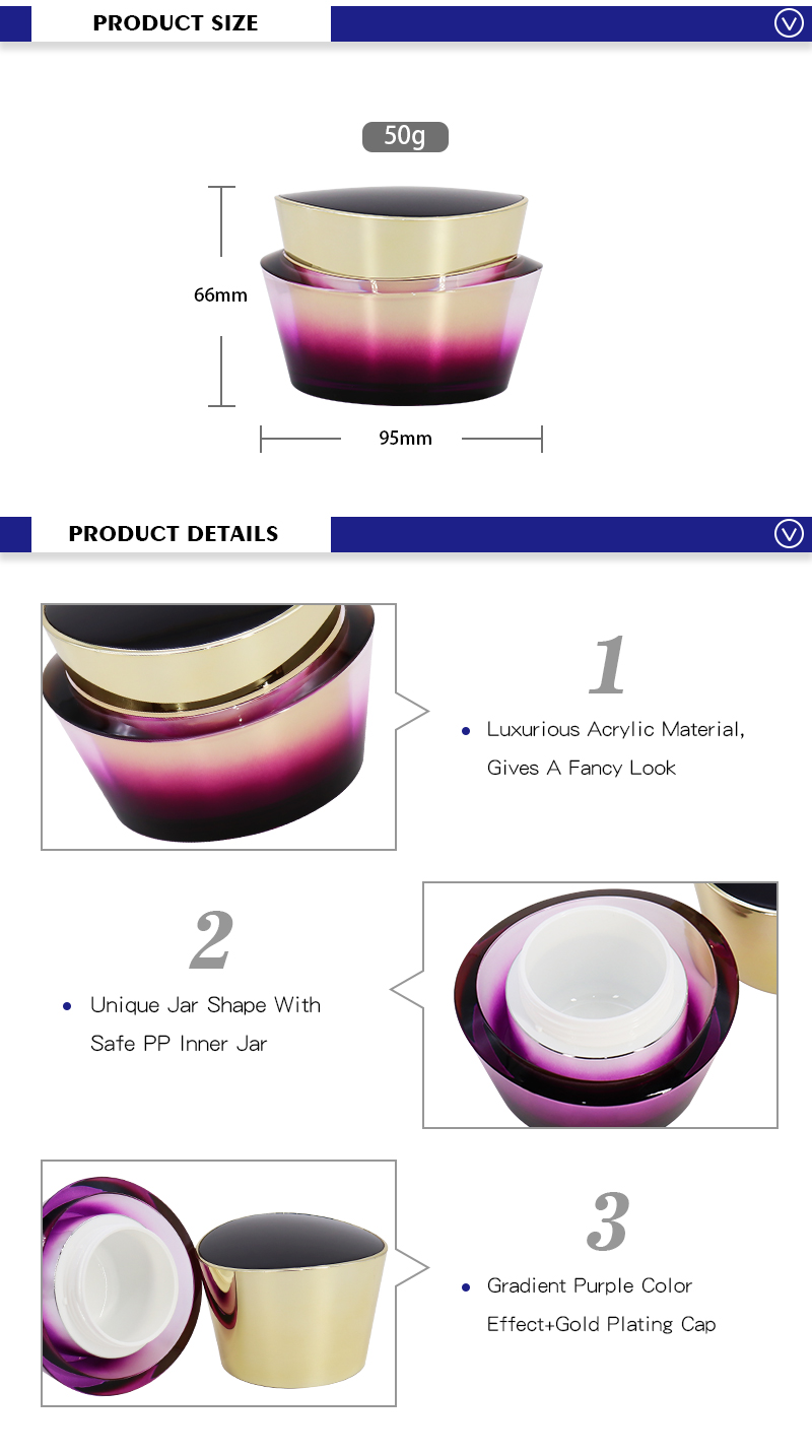 Luxury Skincare Cosmetic Cream Jar Custom Printing PMMA Material