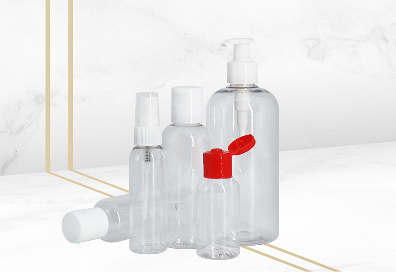 Botella de spray desinfectante de plástico transparente 50ml 100ml 200ml 250ml