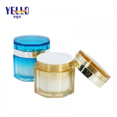 Empty Face Cream Containers , Golden / Blue Color Clear Cosmetic Jars