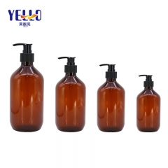 500ml Amber Brown Frosted Shampoo Lotion Bottles Empty , Round Plastic Bottles