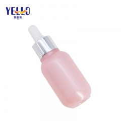 25ml Pink Skincare Cream Serum Cosmetic Bottles With Silver Dropper