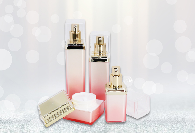 High Luxury Square Cosmetic Lotion Bottle And Cream Jars , PMMA Plastic Empty Cosmetic Packaging