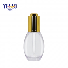 Unique Shape 40ml Empty Cosmetic Dropper Bottle With Gold Press Dropper