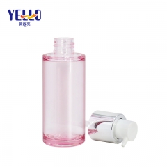 Botellas de loción PETG de plástico rosa claro de 50 ml y 60 ml con bomba plateada