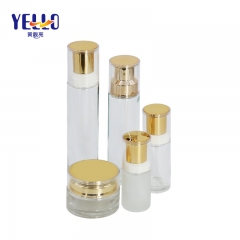 Clear Glass Moisture Cream Storage Jar 50g With Golden Coating Cap