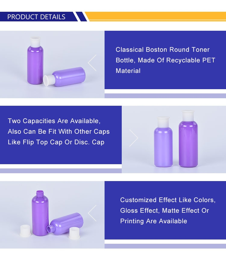 Botellas de loción vacías de plástico púrpura de 180 ml y 200 ml