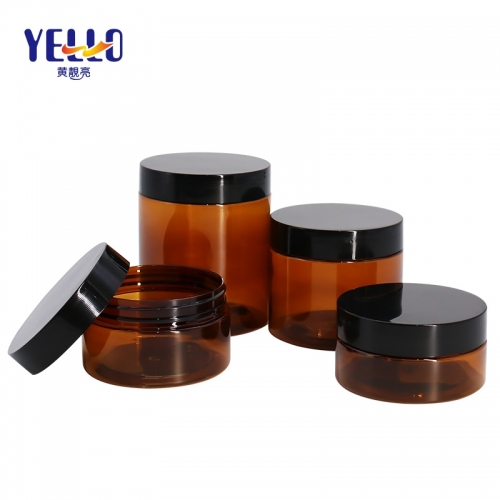 100g 250g Amber Plastic Cosmetic Jars / Empty Body Cream PET Jars Paste Pot