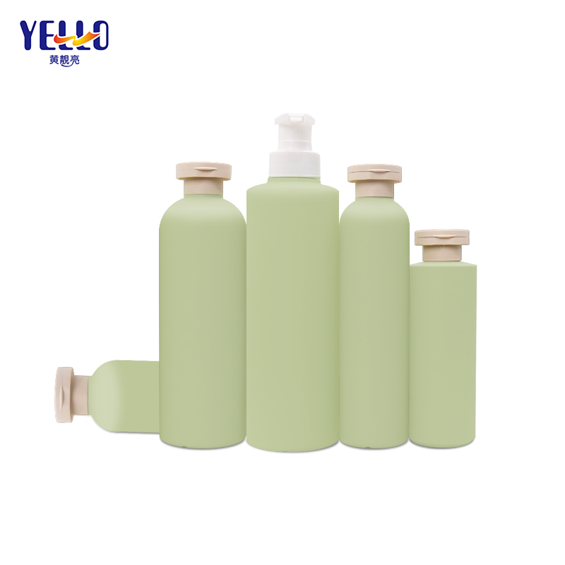 Botellas vacías de champú verde de 250 ml y 400 ml, botellas de plástico redondas Cosmo