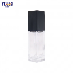 30ml Transparent Square Empty Lotion Bottle Glass For Skincare Packaging