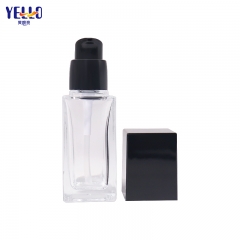 30ml Transparent Square Empty Lotion Bottle Glass For Skincare Packaging