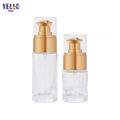 Botellas de loción de vidrio recargables de 15 ml y 25 ml Botellas de bomba de crema de oro de lujo