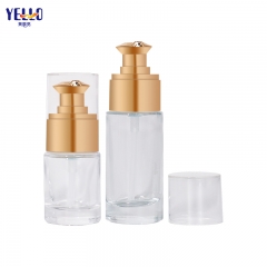 Botellas de loción de vidrio recargables de 15 ml y 25 ml Botellas de bomba de crema de oro de lujo