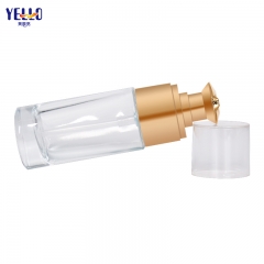 Botellas de loción de vidrio recargables de 15 ml y 25 ml Botellas de bomba de crema de oro de lujo