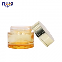 Clear Yellow Glass Lotion Bottles With Pump And Skincare Cream Jar