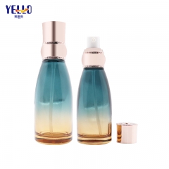 Gradient Color Glass Lotion Bottle With Pump And Elegant Cosmetic Cream Jar