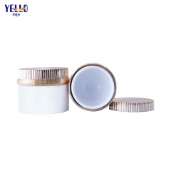 Envases cosméticos de oro de lujo de 100g 200g, tarros cosméticos de plástico PET con tapas