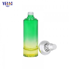 Luxury Green Yellow Glass Cream Jars And Lotion Bottles With Pump