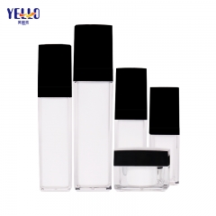 Square Clear Acrylic Lotion Bottles And Cosmetic Jars With Black Cap