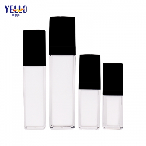 Square Clear Acrylic Lotion Bottles And Cosmetic Jars With Black Cap