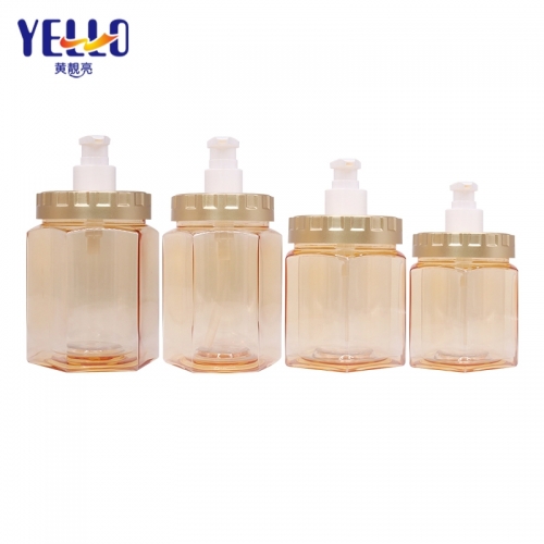 Hexagonal Double Wall Lotion Bottles, Luxury PET Shampoo Bottle