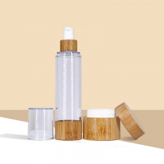 100Ml 3 Oz Bamboo Airless Vacuum Pump Lotion Bottles For Cosmetics