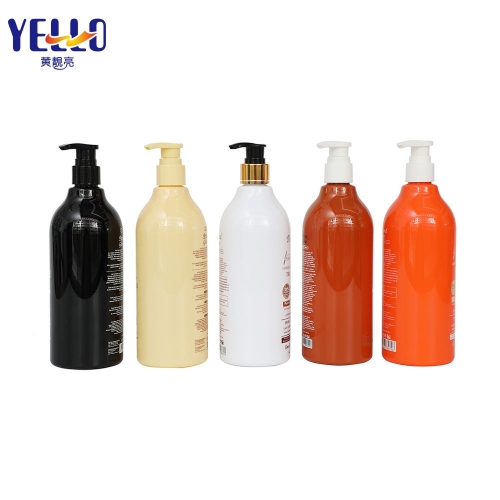 Botellas vacías de champú rosa, negro, azul, naranja y amarillo, 500 ml con bomba