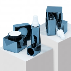 Unique Square Black Pet Lotion Pump Bottles And Cream Jar Containers