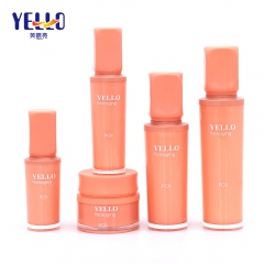 Peach Color Cosmetic Pump Dispenser Lotion Bottle And Cream Jar With Lid