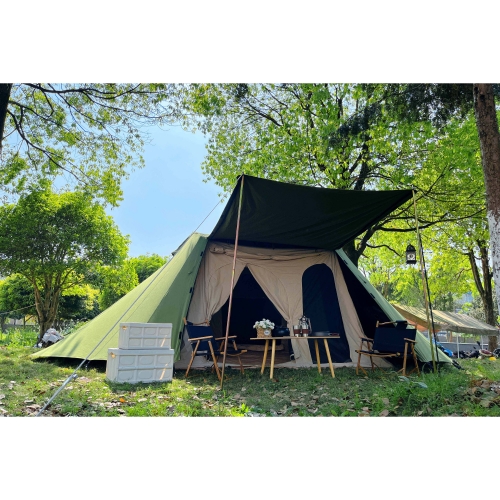 Family canvas camping ridge bar tent