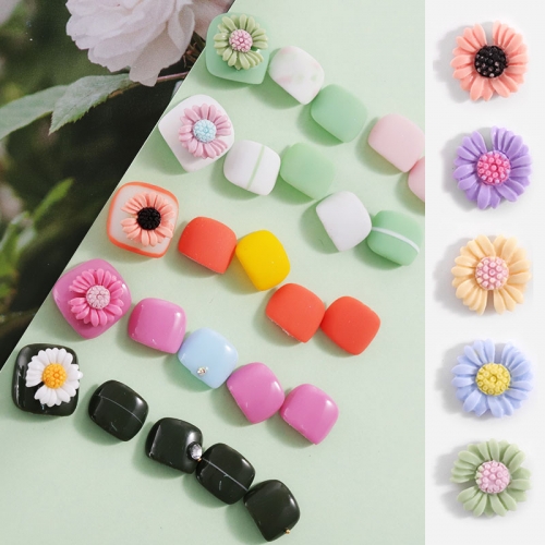 5pcs/set Fashion 3D Daisy Flowers Nail Art Decorations Lovely Flower DIY UV Gel Nails Design Japanese Style Manicure Accessories