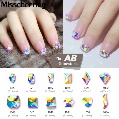 10Pcs Shiny Crystal Rhinestones For Nails AB Colorful 3D Flatback Glass Gems Jewelry Glitter DIY Nail Art Decorations 30 Designs