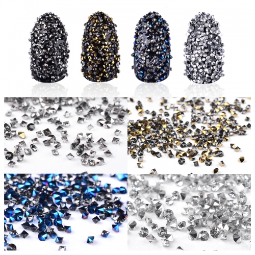 1000Pcs/Box Colorful Glitter Micro Rhinestones Shape End Shiny 3d Tiny Crystal Accessories For DIY Manicure Nail Art Decorations