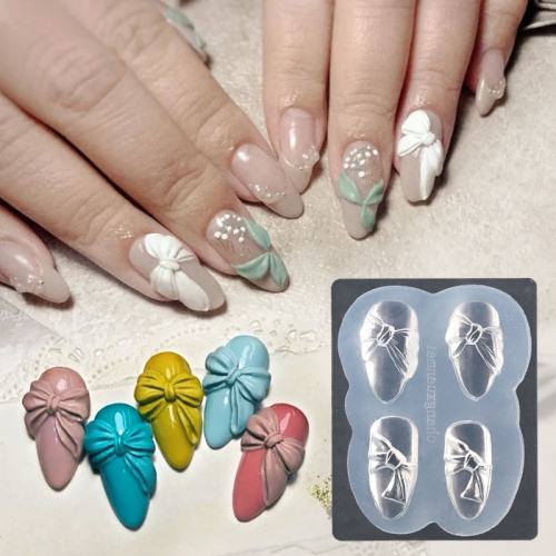 1pc 3D Silicone Nail Carving Mold DIY Acrylic Butterfly Bow Heart Designs Mould Stamping Template Nails Stencils Manicure Tools