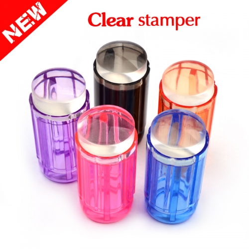 Candy Color 2.8cm Clear Jelly Silicone Nail Art Stamper Scraper Kit Polish Design Print Stamping Nail Tools
