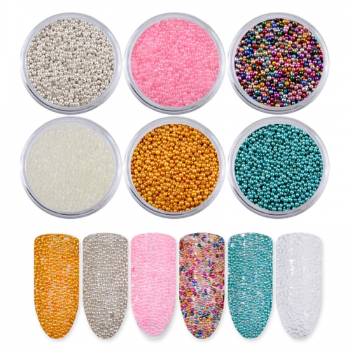 6colors/set Nail Micro Caviar Beads Set Manicure Mini 3D Ball Glitter DIY Beauty Nail Art Decoration Tools
