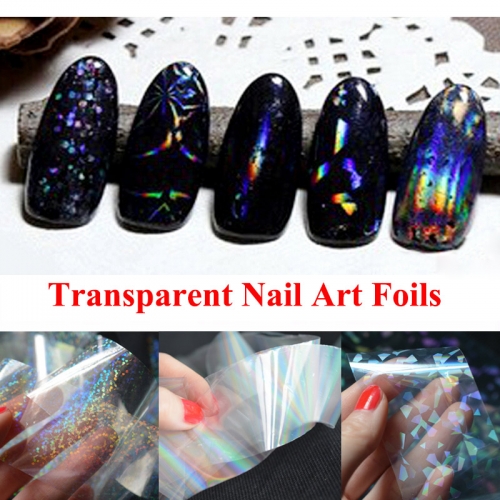 1pc New Transparent Nail Art Foils 4cmX100cm Starry Sky Glitter Nail Transfer Sticker Paper Manicure Nail Tools