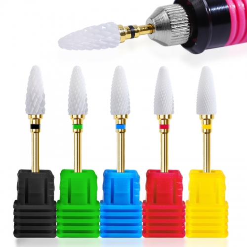 5 Types Ceramic Nail Drill Bits Milling Cutter For Manicure Machine Set Pedicure Mill Electric Nail Files Nail Art Tools