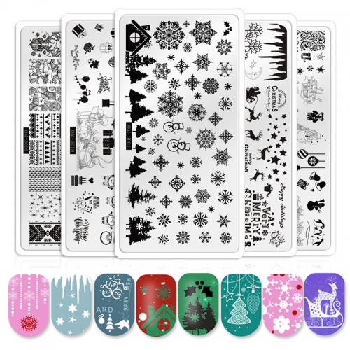 1pcs Christmas Nail Art Stamping Plates Snowflake Tree Halloween Ghost Pumpkin Pattern Manicure Image Nails Stencil Template Tools