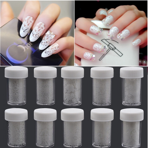 1pcs Nail Art Transfer Foil Sticker Paper White Design Lace Charm Flower DIY Beauty Decoration Polish Manicure Tools