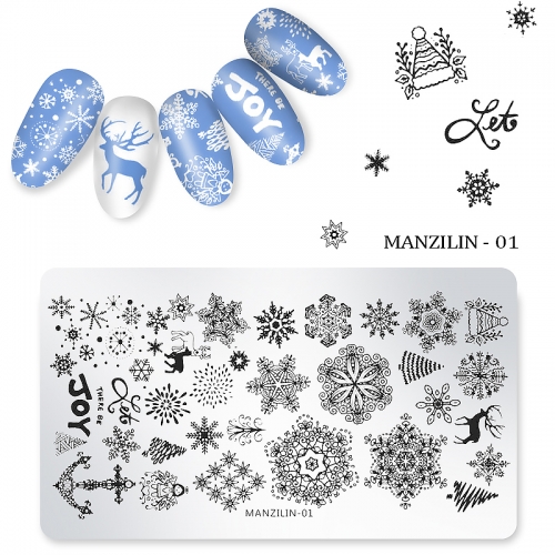 1Pcs Nail Stamping Plates Christmas Snowflakes Santa Claus Winter Nail Art Stamp Template Image Plate Stencil DIY Manicure Tools