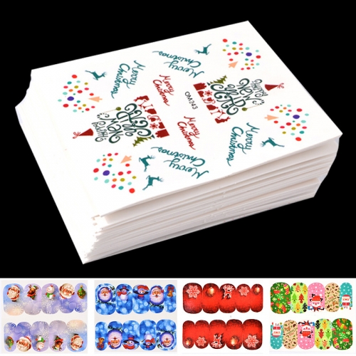 45designs/set Charm Christmas Water Transfer Nail Stickers Decals Snowflake Jingle Bells Mix Designs Printing Nail Art Decorations