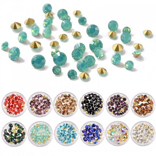 1jar Nail Crystal AB Rhinestones Top Quality Multi-size Sharp Bottom Opal Nail Art Design 3D Manicure Decoration